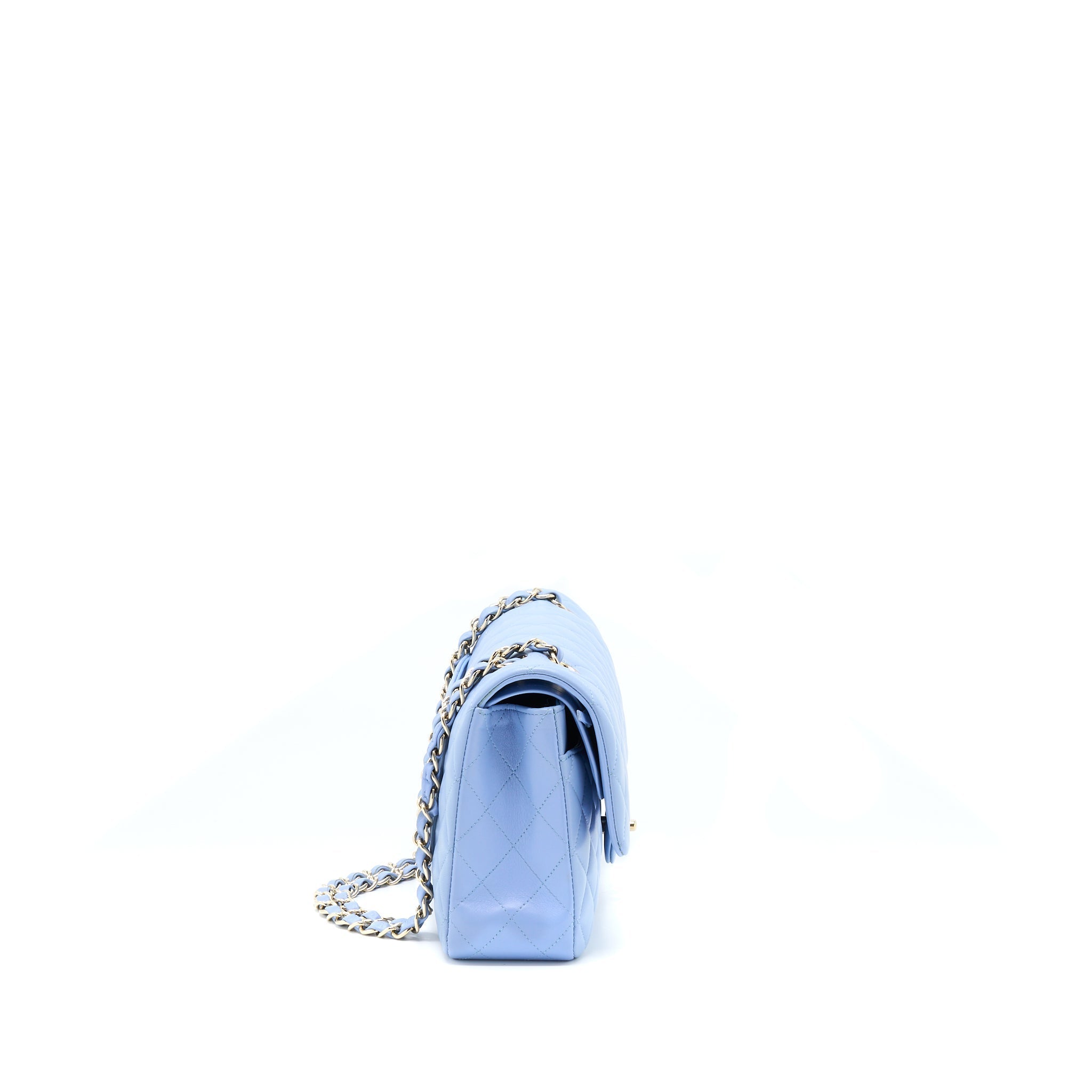 CHANEL CLASSIC FLAP BAG LAMBSKIN NA104 LIGHT BLUE LGHW