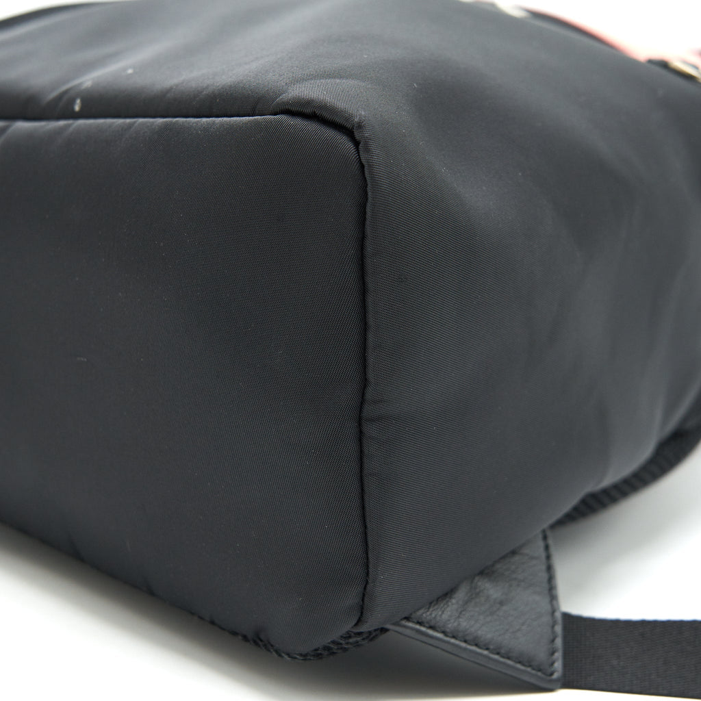 FENDI MONSTER BACKPACK IN BLACK WITH RED FUR