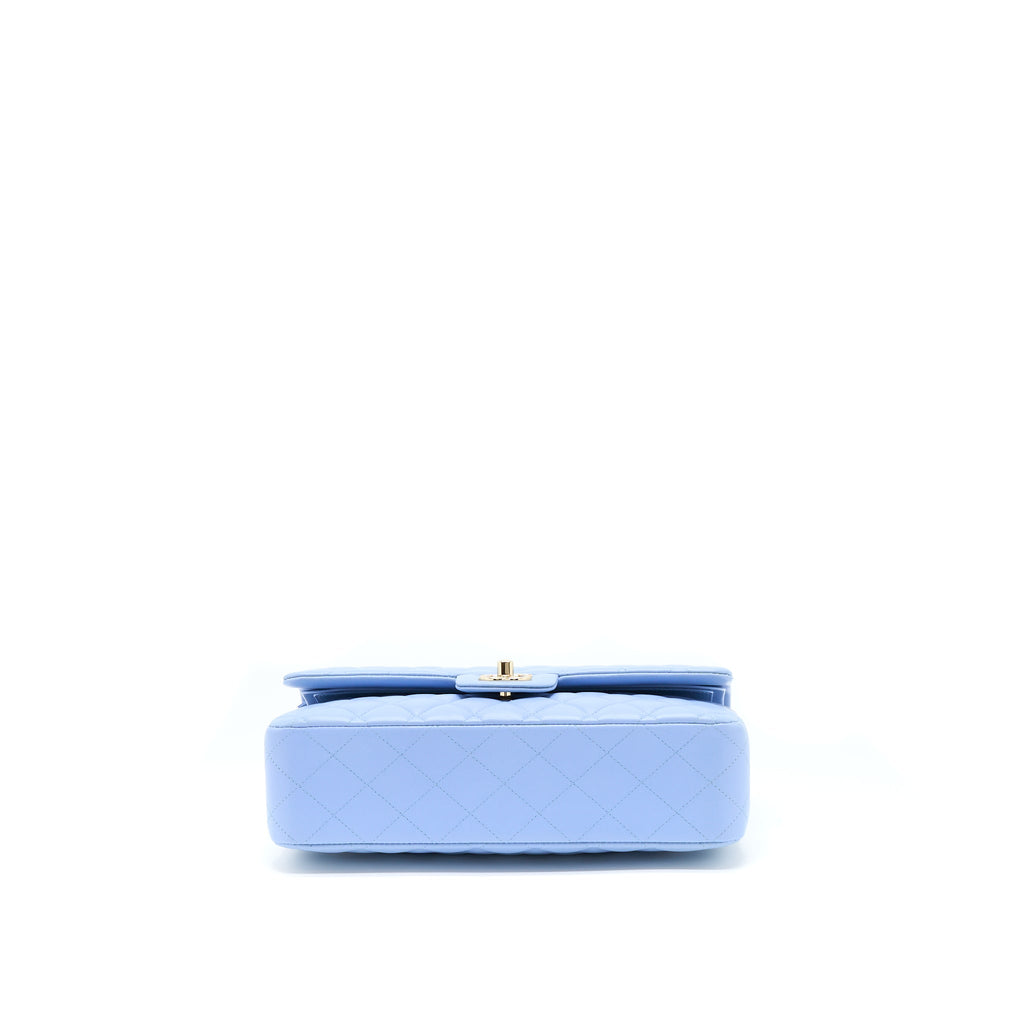 CHANEL CLASSIC FLAP BAG LAMBSKIN NA104 LIGHT BLUE LGHW