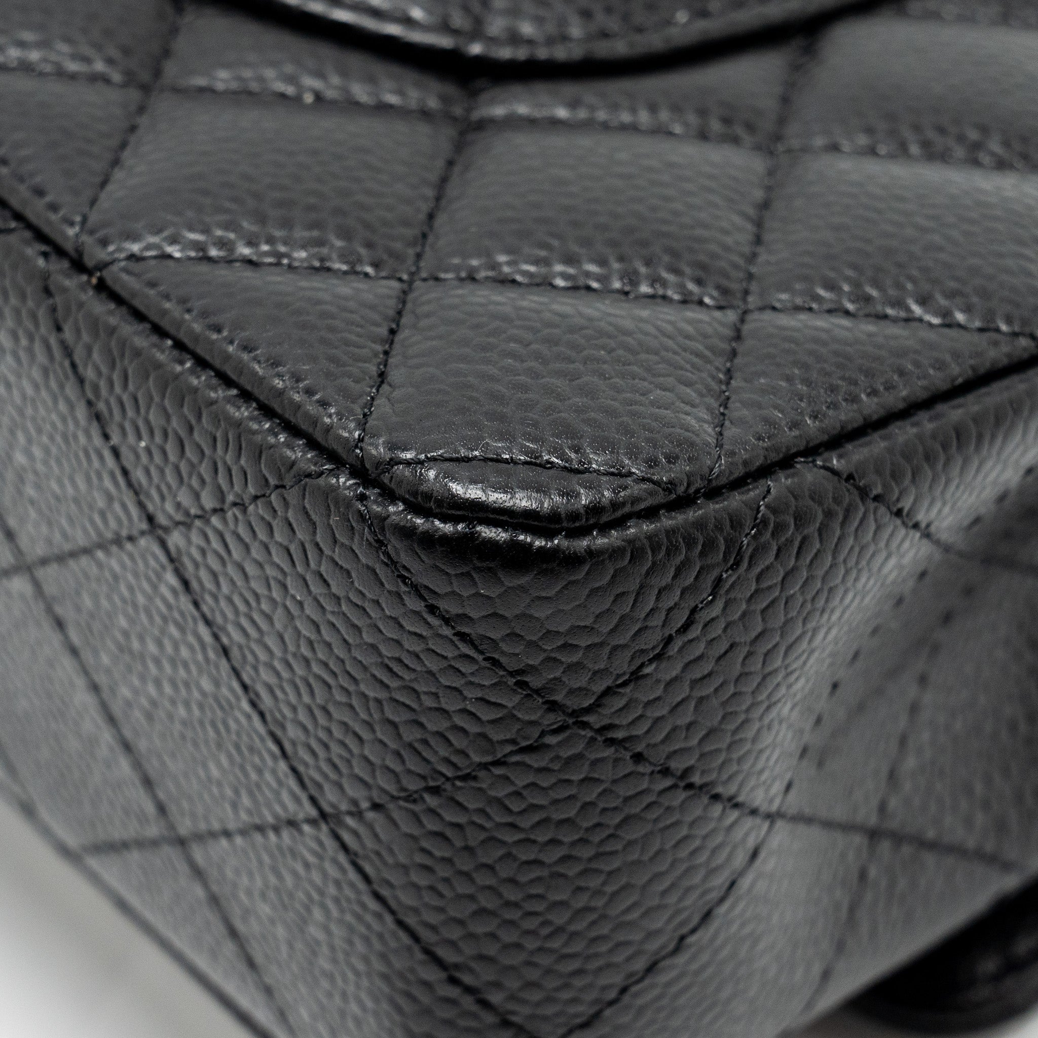 CHANEL MEDIUM CLASSIC DOUBLE FLAP BAG CAVIAR BLACK SHW