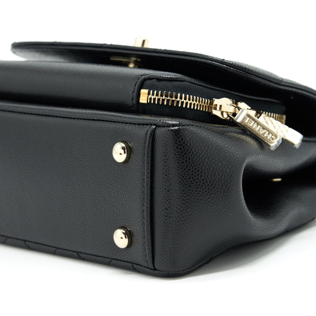 CHANEL 22P SMALL BUSINESS AFFINITY GRAINED CALFSKIN BLACK LGHW (MICROCHIP)