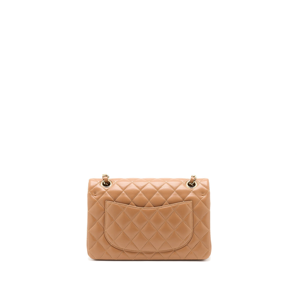 CHANEL 22S SMALL CLASSIC FLAP BAG LAMBSKIN CARAMEL LGHW(MICROCHIP)