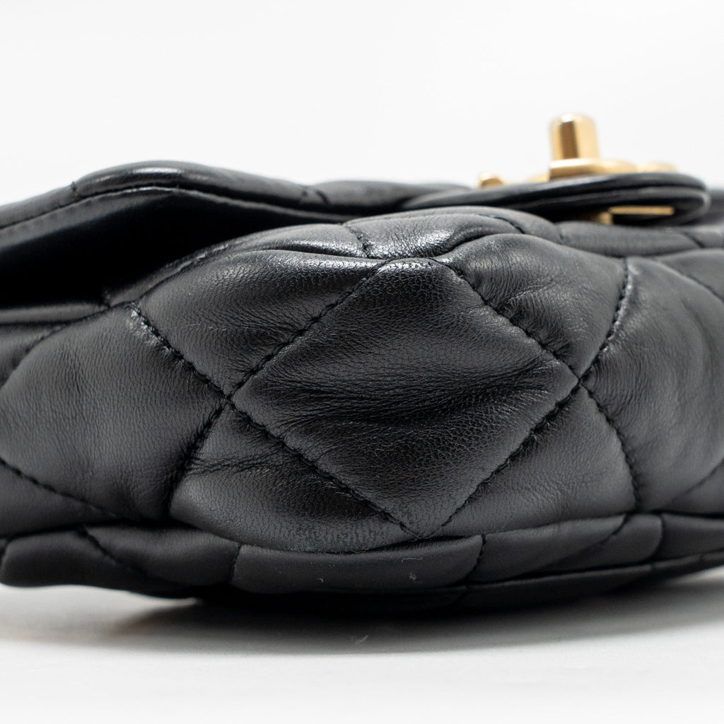 CHANEL 22S GIANT CHAIN MINI FLAP BAG LAMBSKIN BLACK BRUSHED GHW (MICROCHIP)