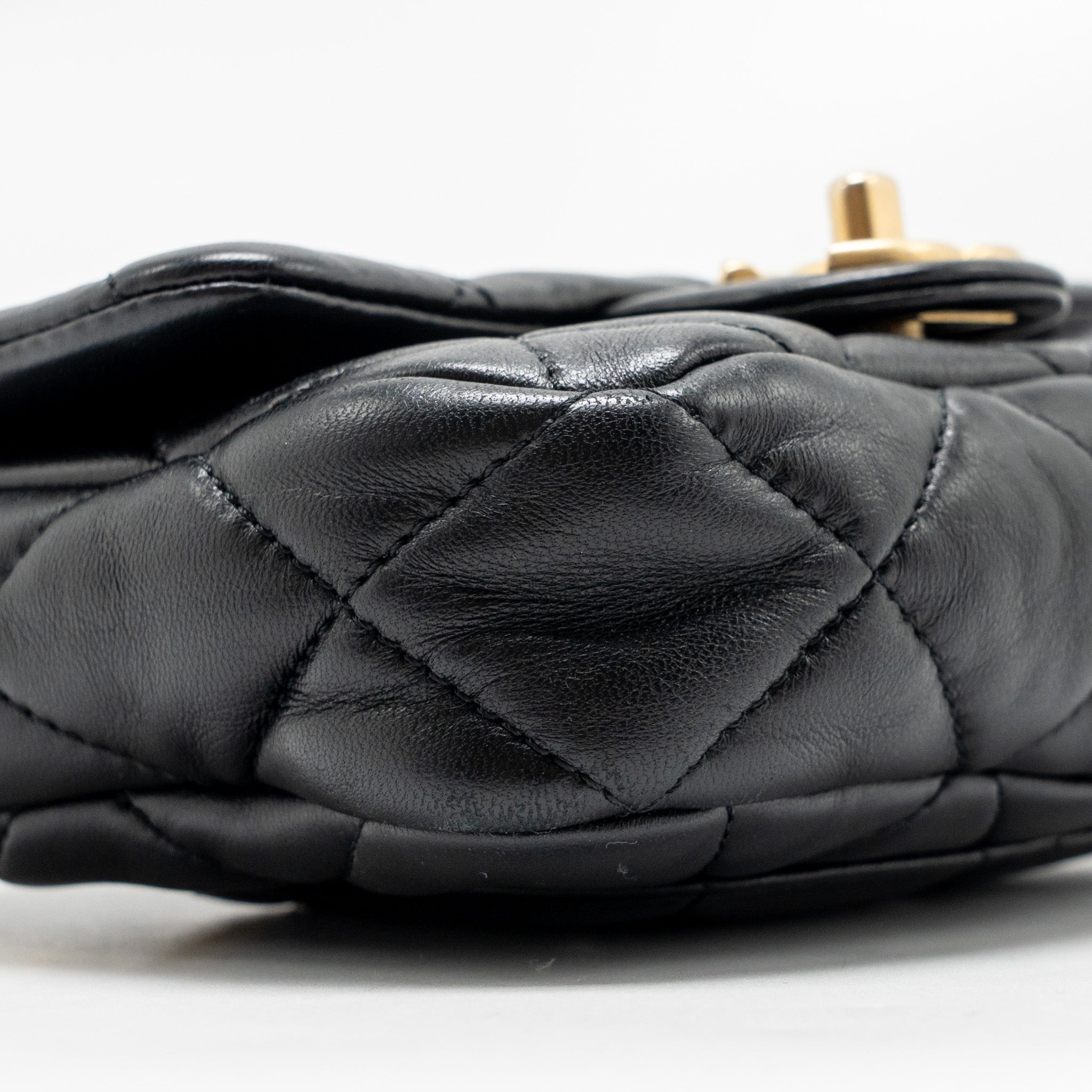 CHANEL 22S GIANT CHAIN MINI FLAP BAG LAMBSKIN BLACK BRUSHED GHW (MICROCHIP)