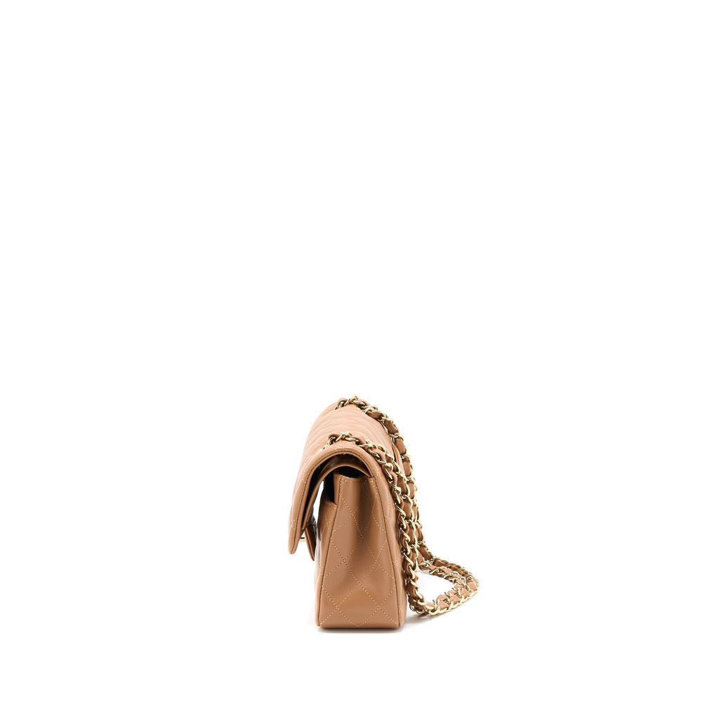 CHANEL 22S SMALL CLASSIC FLAP BAG LAMBSKIN CARAMEL LGHW(MICROCHIP)
