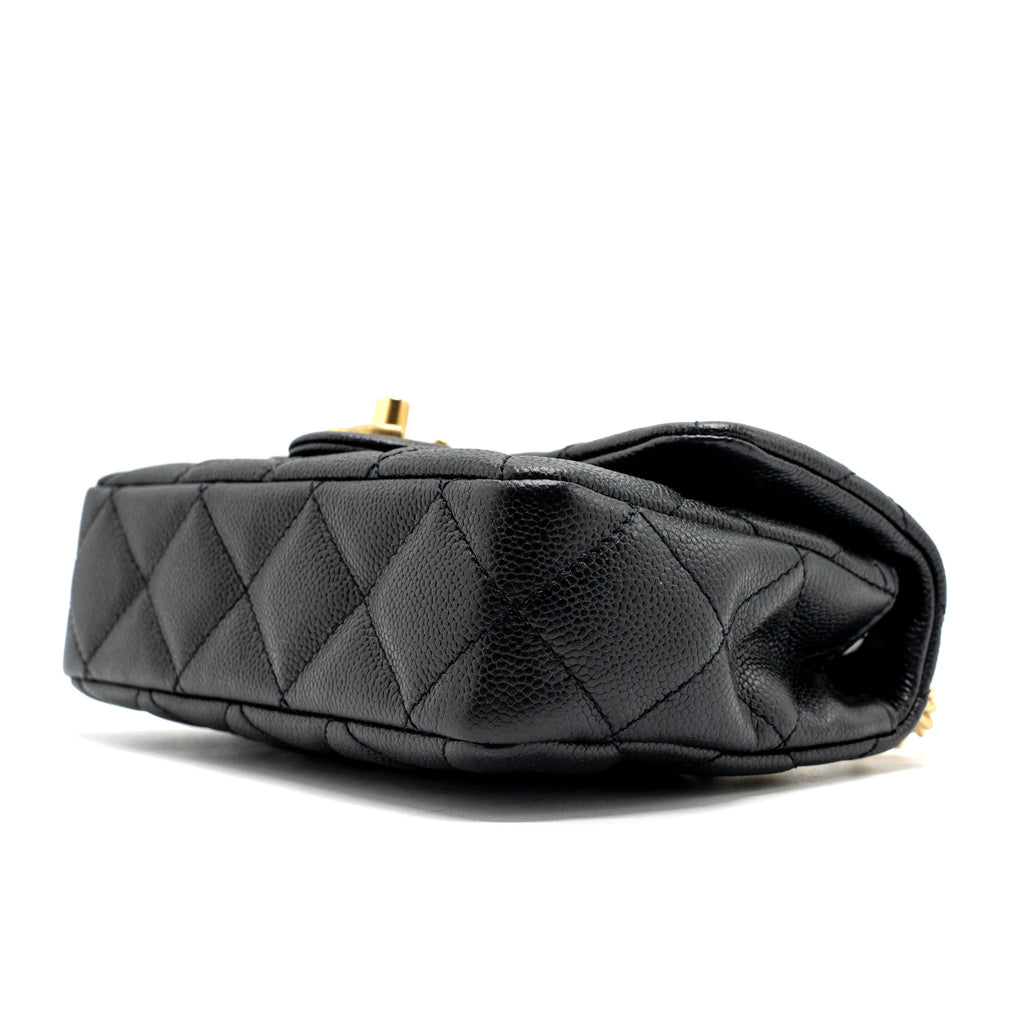 CHANEL 23P MINI COCO LOVE FLAP BAG CAVIAR BLACK GHW(MICROCHIP)