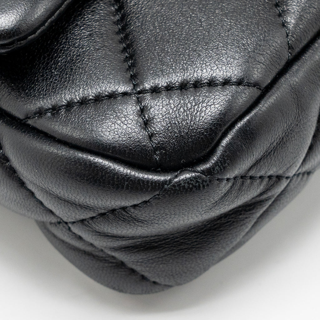 CHANEL 22S GIANT CHAIN MINI FLAP BAG LAMBSKIN BLACK BRUSHED GHW (MICROCHIP)