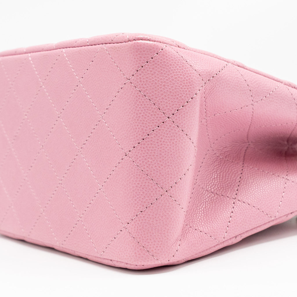 CHANEL MINI BUCKET HOBO BAG CAVIAR PINK LGHW (MICROCHIP)