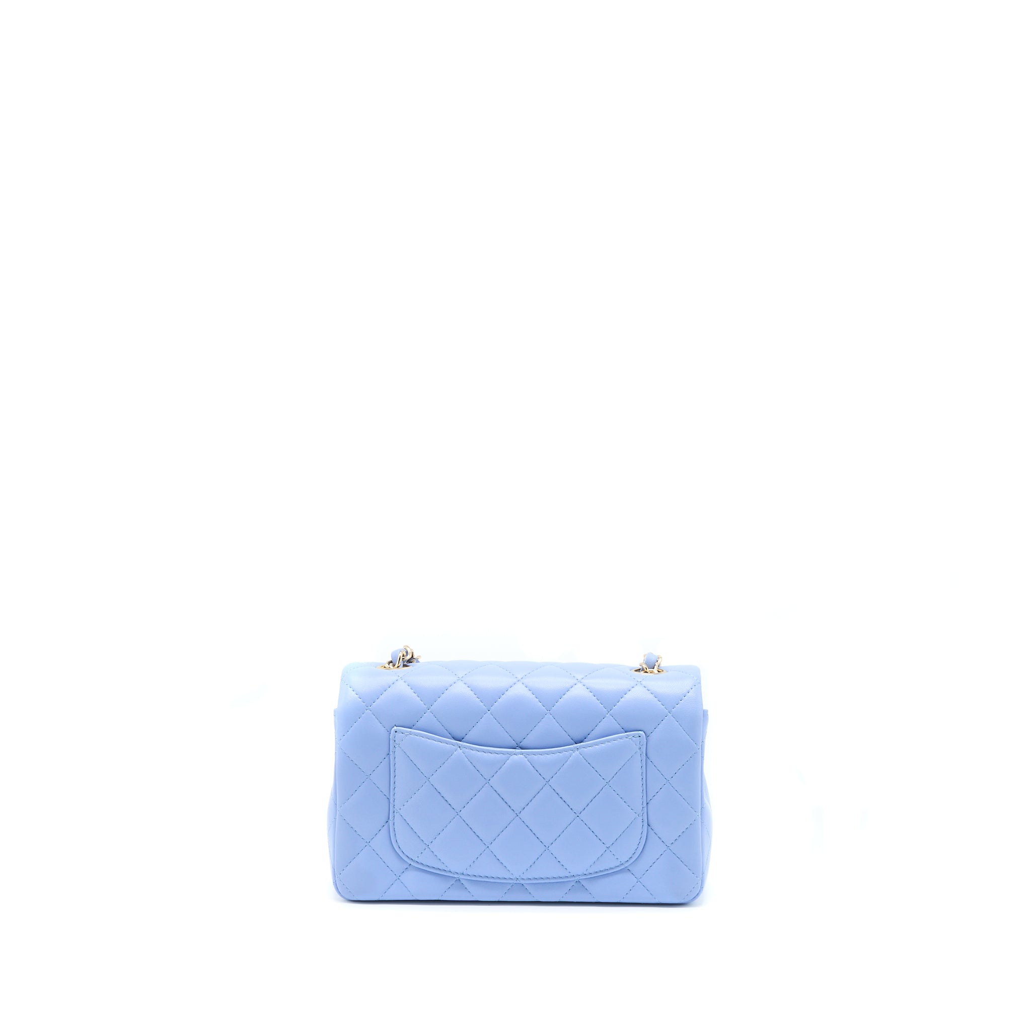 CHANEL MINI RECTANGULAR FLAP BAG LAMBSKIN BLUE LGHW