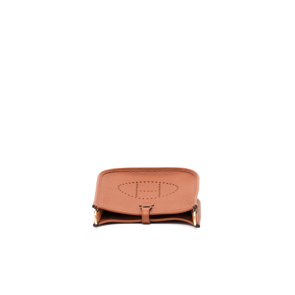 HERMES MINI EVELYN CLEMENCE CUIVRE/CHAI/NATA/BLUE BRUME GHW