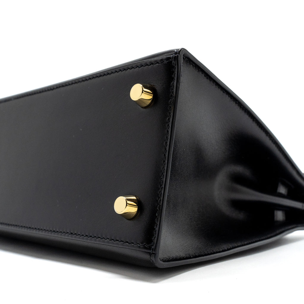 HERMES KELLY 25 BOX BLACK GHW