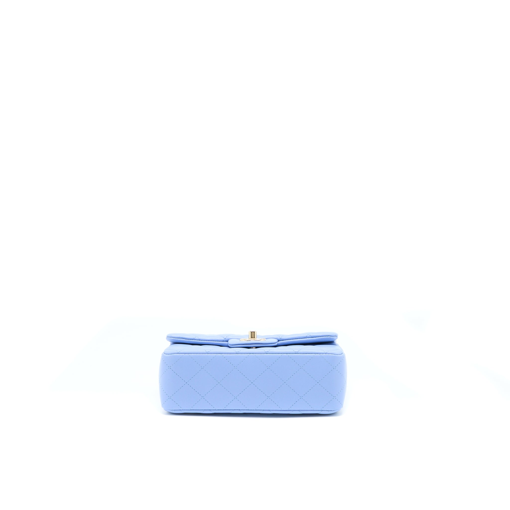 CHANEL MINI RECTANGULAR FLAP BAG LAMBSKIN BLUE LGHW