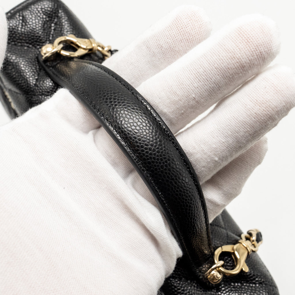 CHANEL CC TOP HANDLE VANITY BAG CAVIAR BLACK LGHW (MICROCHIP)