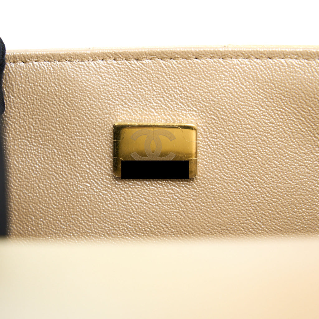 CHANEL 22C MINI RECTANGULAR FLAG BAG GOATSKIN OMBRE BEIGE BRUSHED GHW (MICROCHIP)