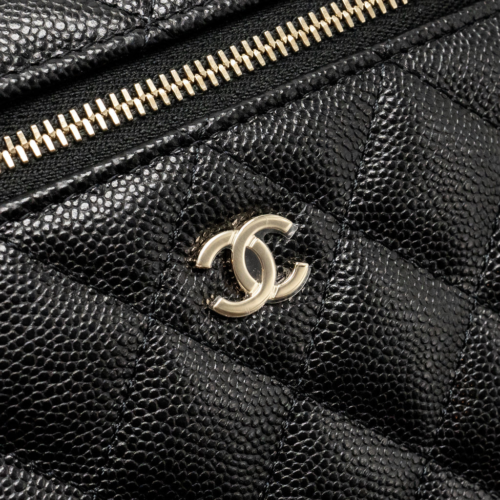 CHANEL CC TOP HANDLE VANITY BAG CAVIAR BLACK LGHW (MICROCHIP)