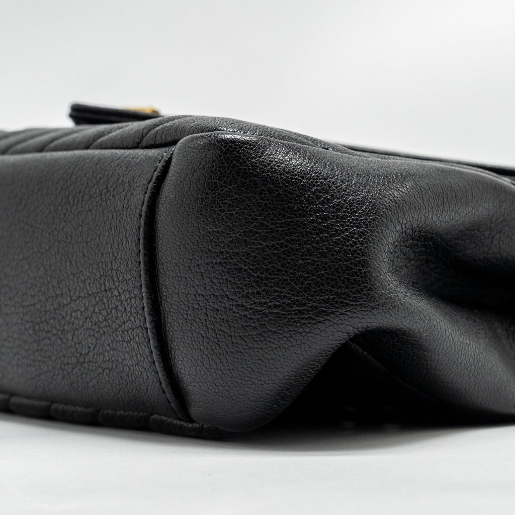 SAINT LAURENT/YSL LARGE COLLEGE BAG MATELASSE LEATHER BLACK GHW