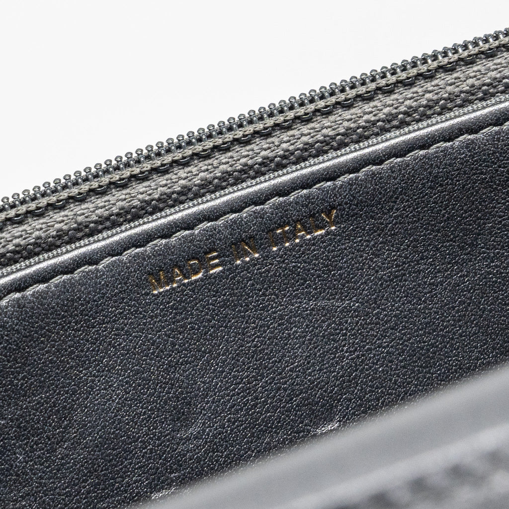 CHANEL 18A MARINIERE WALLET ON CHAIN CALFSKIN CHARCOAL GHW
