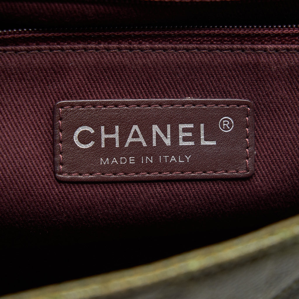 CHANEL QUILTED GRAINED CALFSKIN FLAP BAG OLIVE GREEN RUTHENIUM HARDWARE