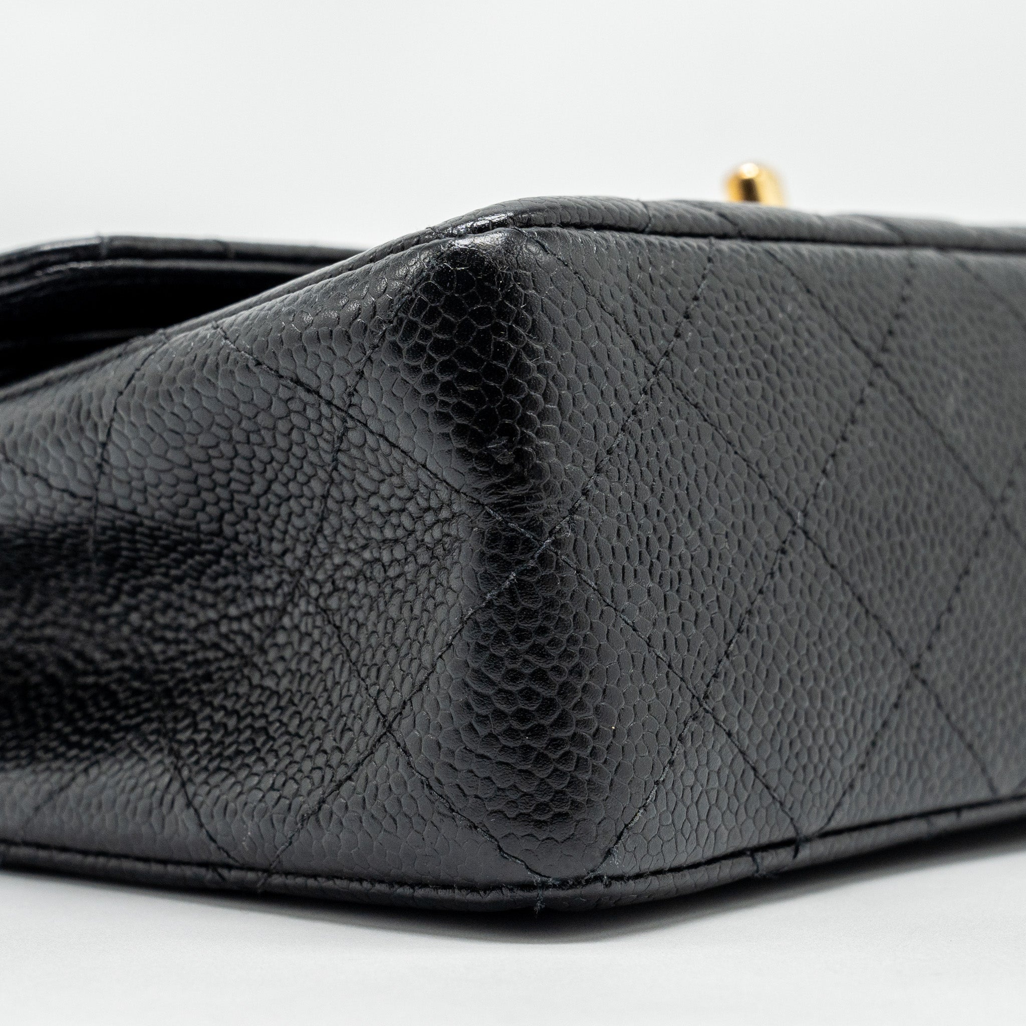 CHANEL VINTAGE SMALL CLASSIC DOUBLE FLAP BAG CAVIAR BLACK GHW
