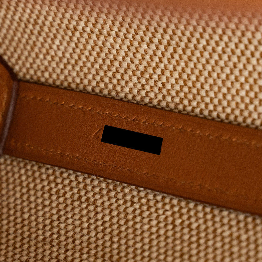 HERMES CABAS H EN BIAIS 27 BAG CANVAS/LEATHER ECRU/NATURAL/GOLD