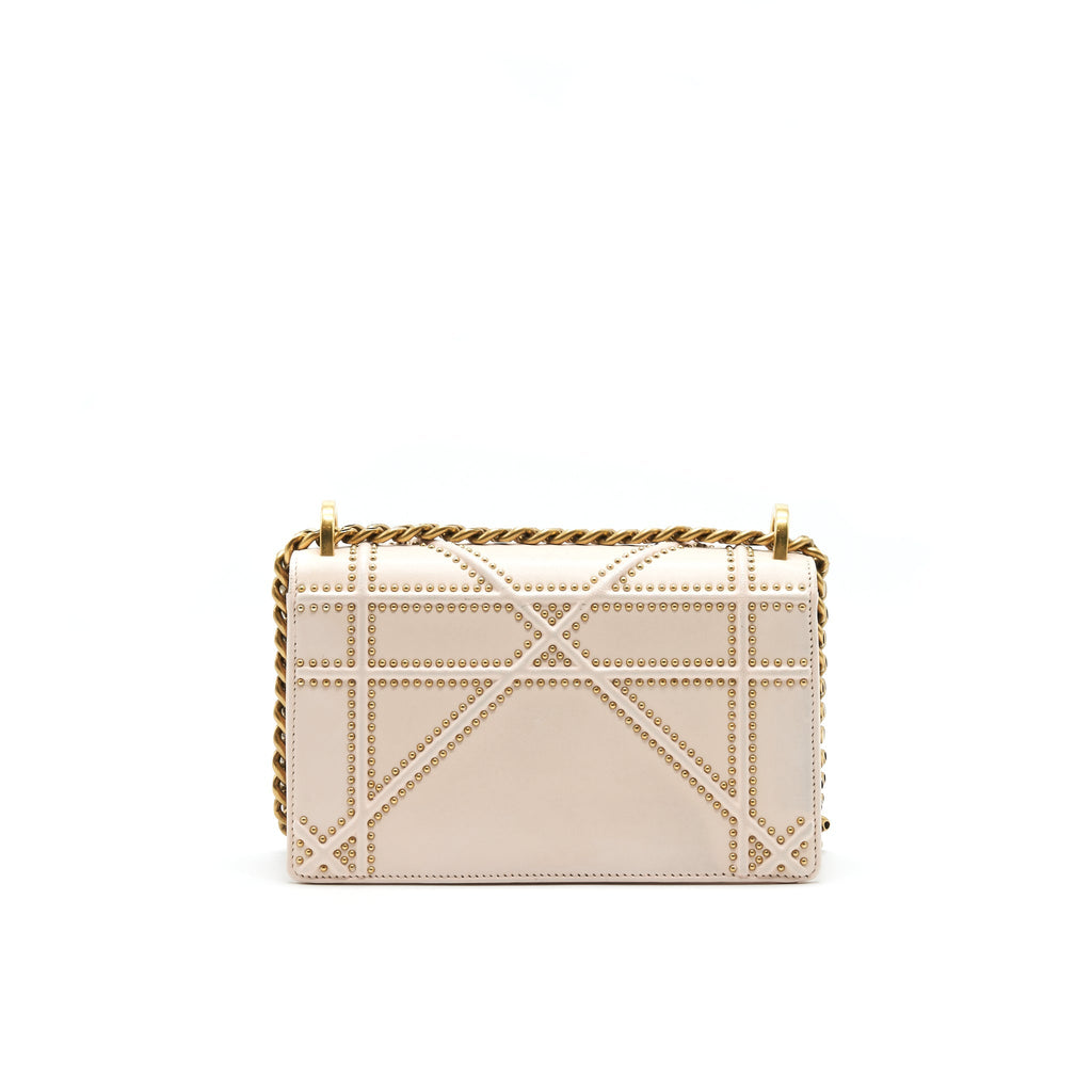 DIOR SMALL STUDDED DIORAMA BEIGE WITH GHW