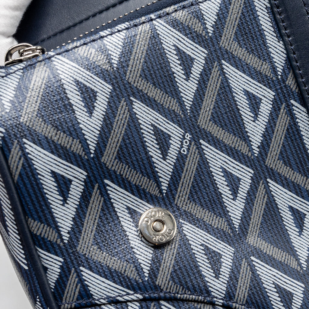 DIOR HOMME SADDLE BAG CD DIAMOND CANVAS/SMOOTH CALFSKIN NAVY BLUE SHW