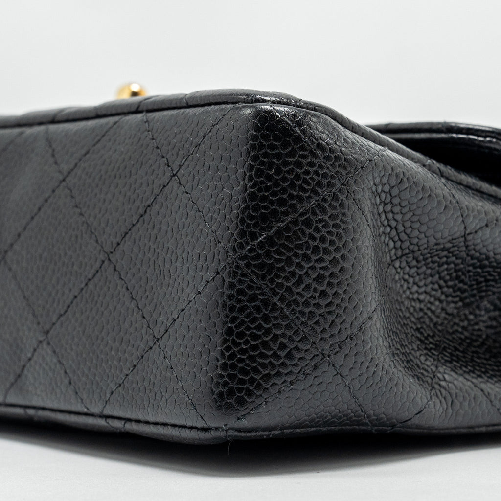 CHANEL VINTAGE SMALL CLASSIC DOUBLE FLAP BAG CAVIAR BLACK GHW