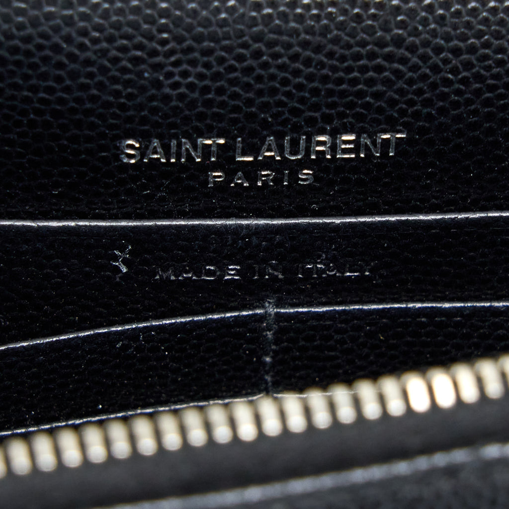 SAINT LAURENT/ YSL ENVELOPE WALLET ON CHAIN GRAIN CALFSKIN BLACK SHW