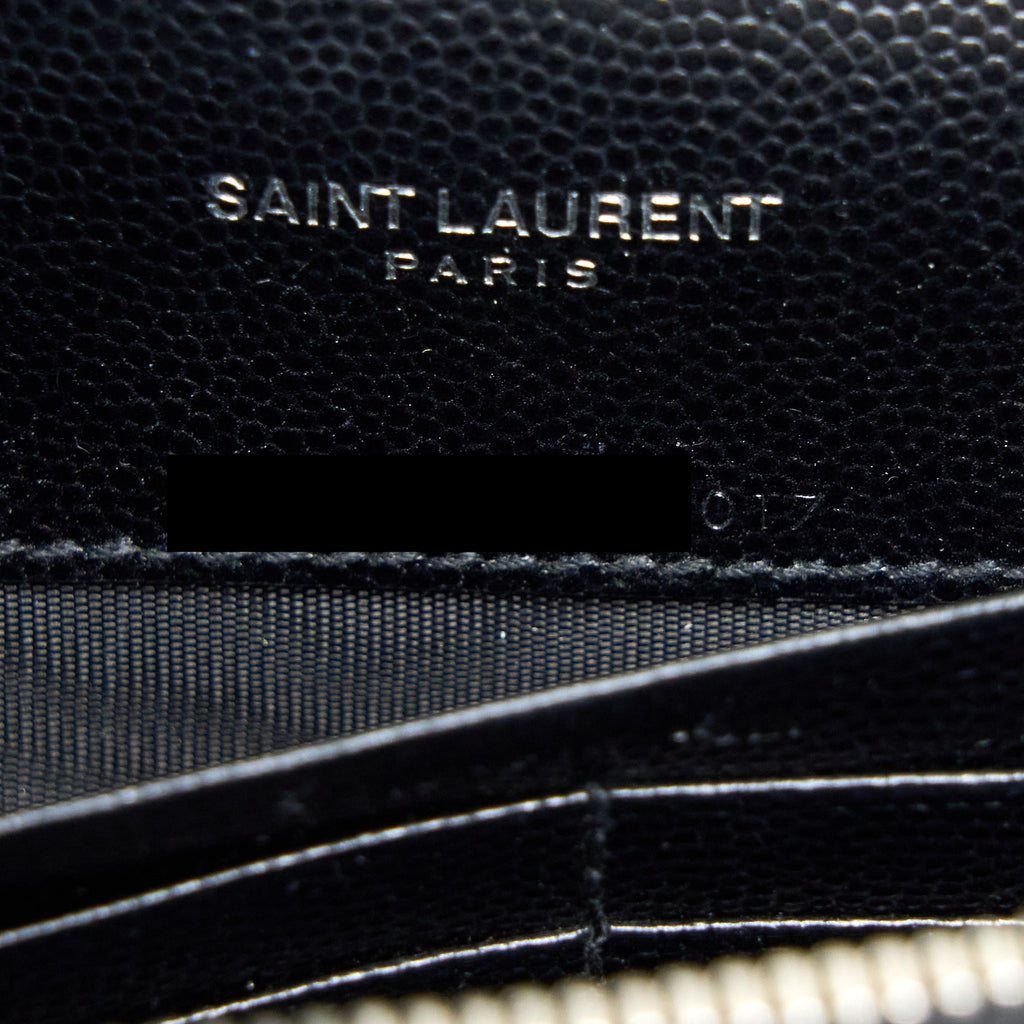 SAINT LAURENT/ YSL ENVELOPE WALLET ON CHAIN GRAIN CALFSKIN BLACK SHW
