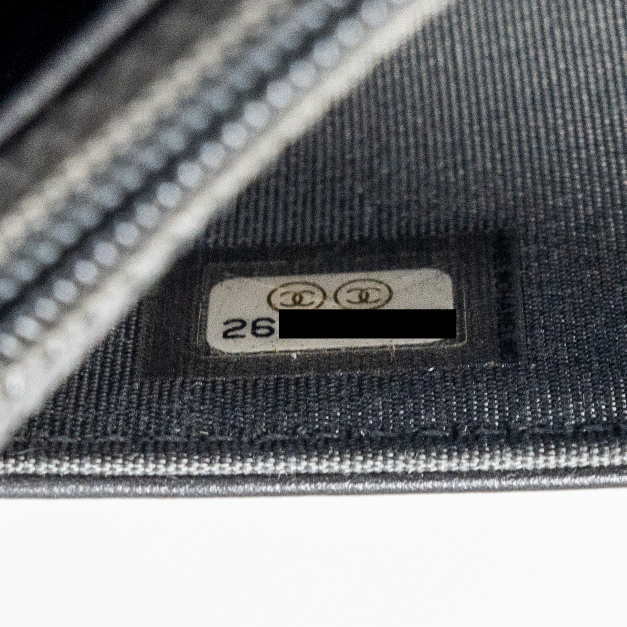 CHANEL 18A MARINIERE WALLET ON CHAIN CALFSKIN CHARCOAL GHW