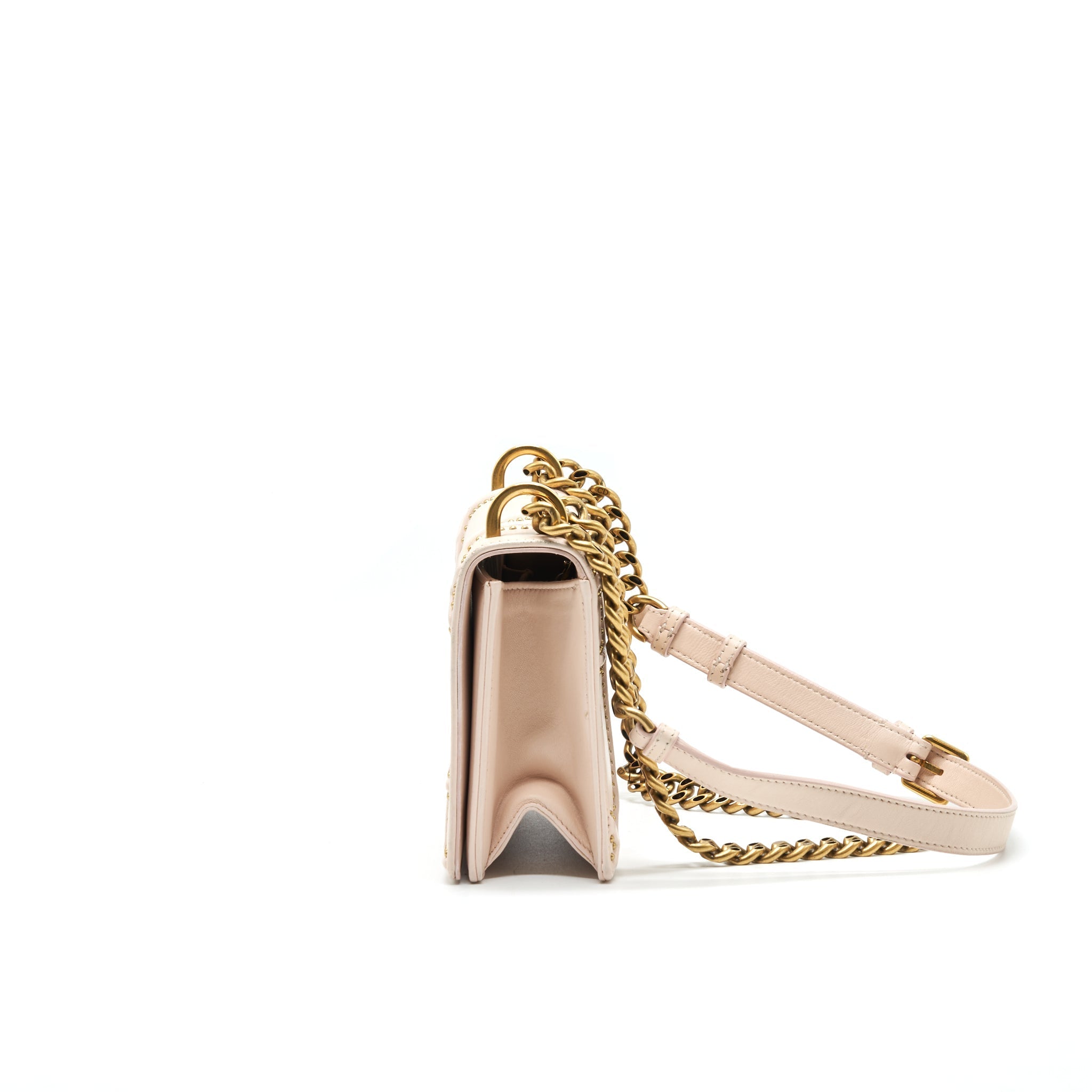 DIOR SMALL STUDDED DIORAMA BEIGE WITH GHW