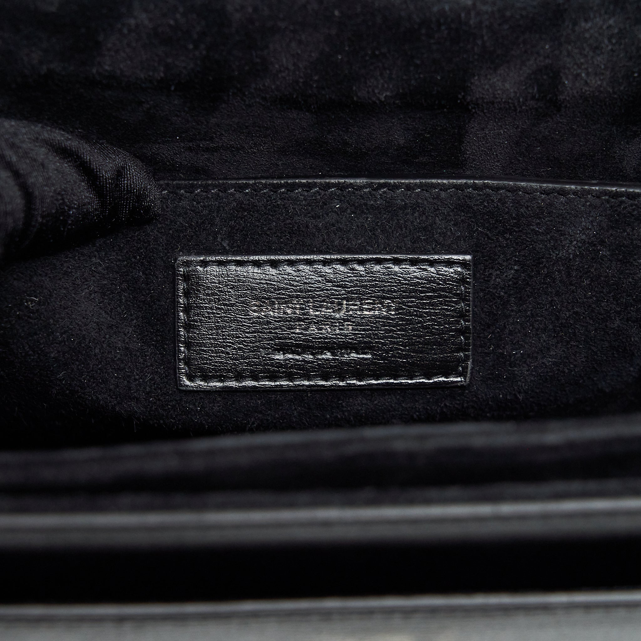 SAINT LAURENT/YSL BELLACHASSE CALFSKIN BLACK RUTHENIUM SLIVER HARDWARE