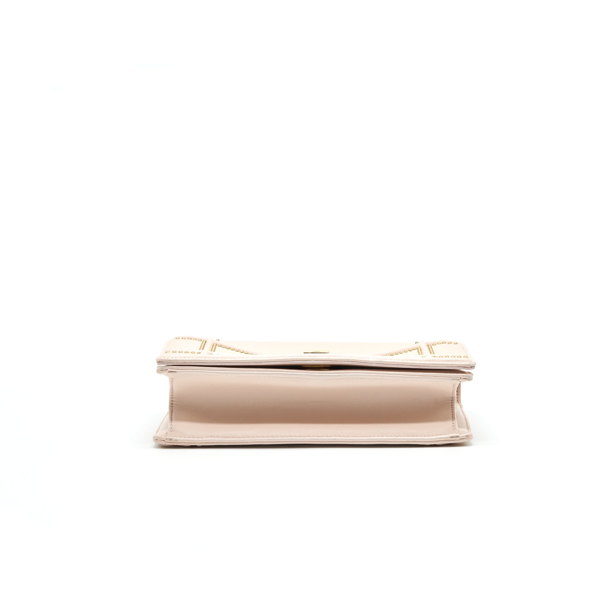 DIOR SMALL STUDDED DIORAMA BEIGE WITH GHW