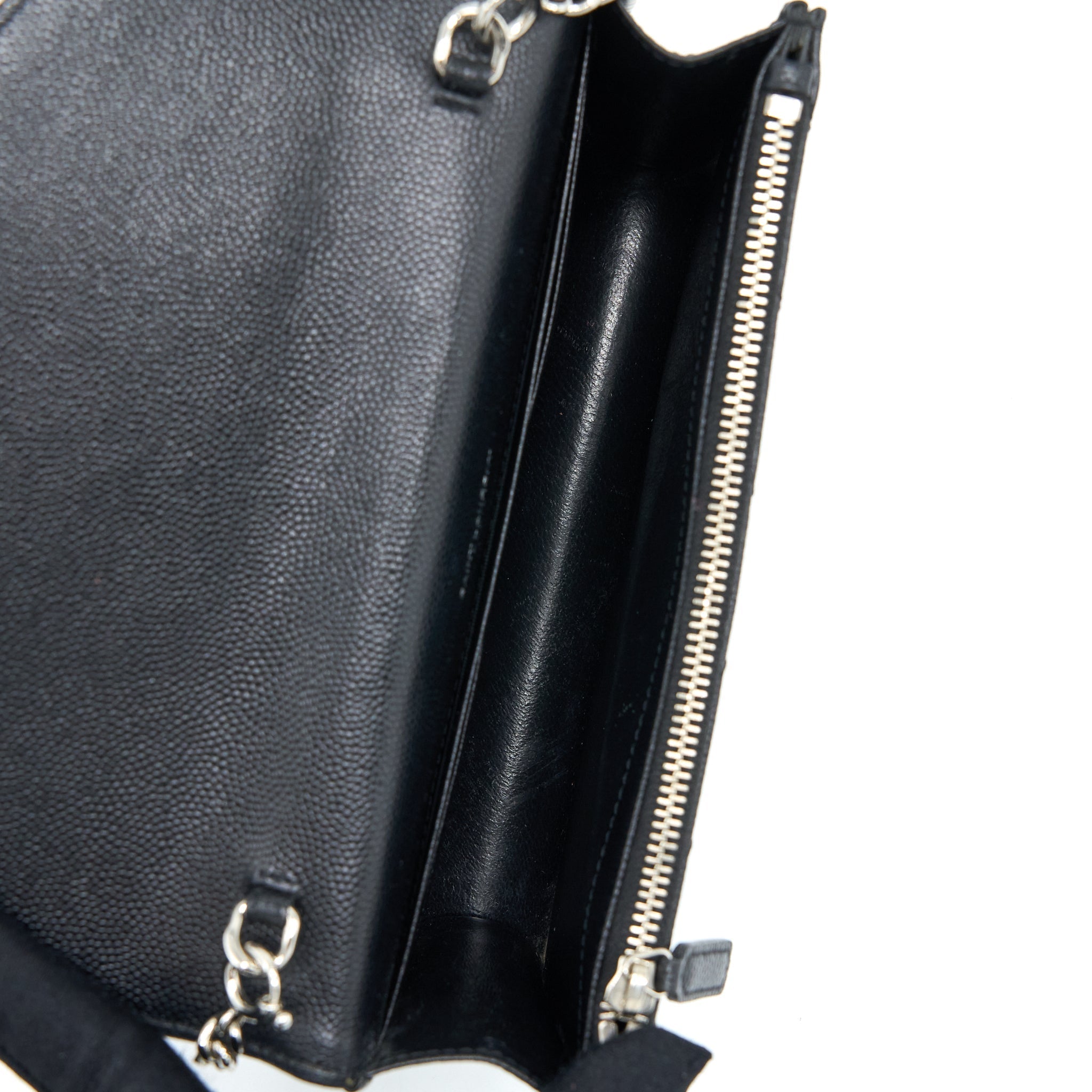 SAINT LAURENT/ YSL ENVELOPE WALLET ON CHAIN GRAIN CALFSKIN BLACK SHW