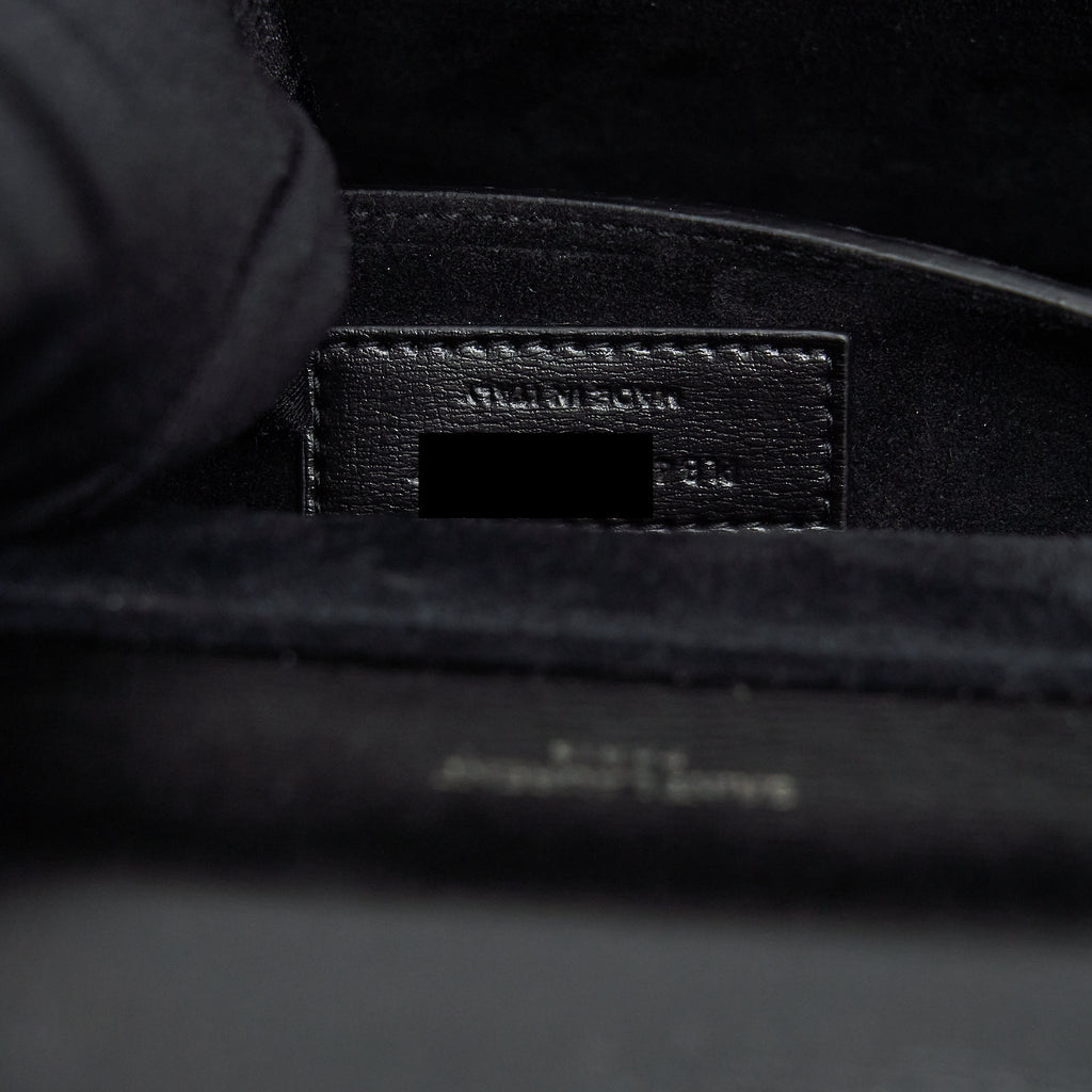 SAINT LAURENT/YSL BELLACHASSE CALFSKIN BLACK RUTHENIUM SLIVER HARDWARE