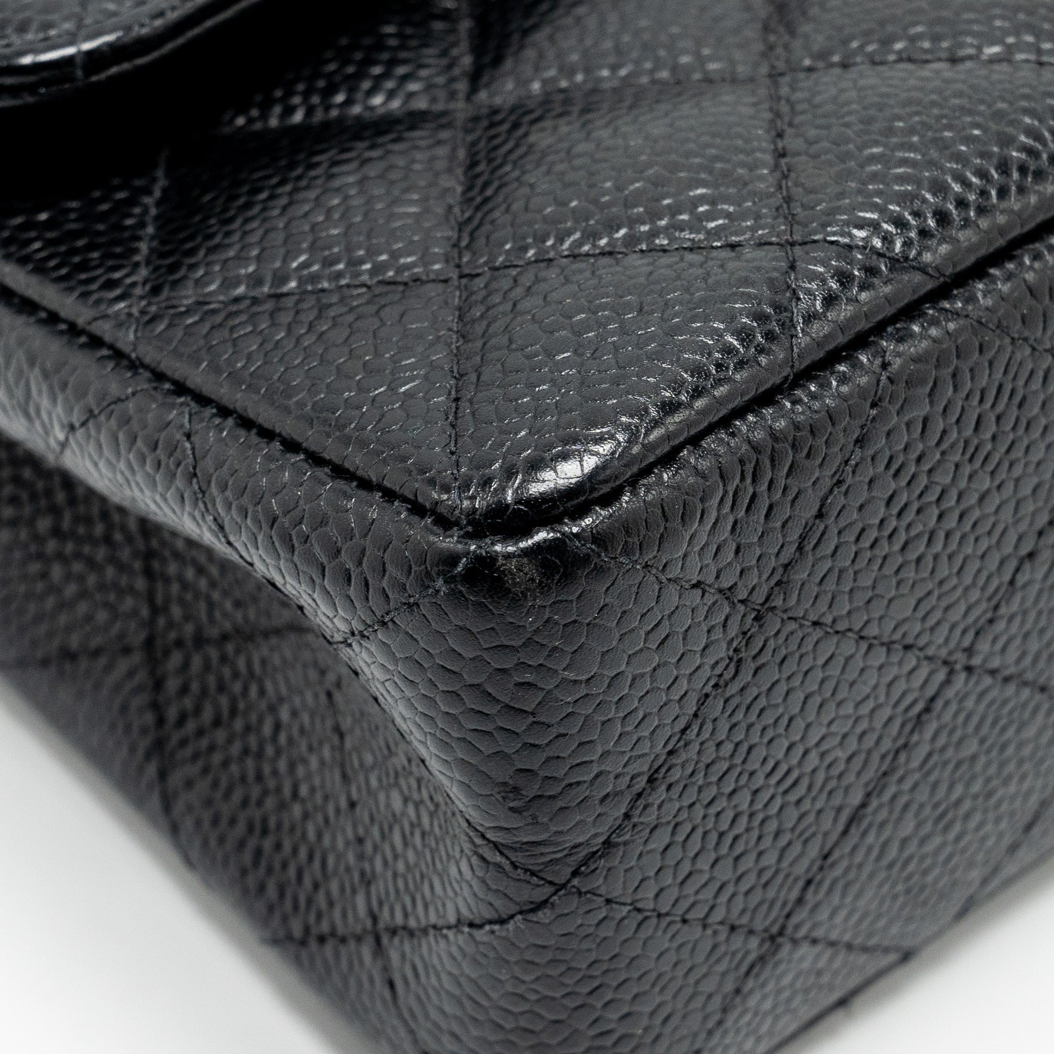 CHANEL VINTAGE SMALL CLASSIC DOUBLE FLAP BAG CAVIAR BLACK GHW