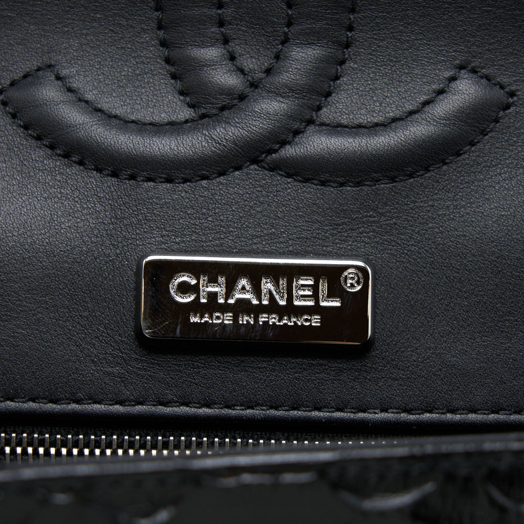 CHANEL MEDIUM CLASSIC DOUBLE FLAP BAG PYTHON BLACK SHW