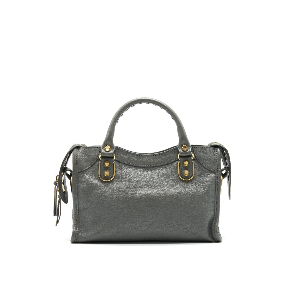 BALENCIAGA MINI CITY BAG GREY WITH GHW