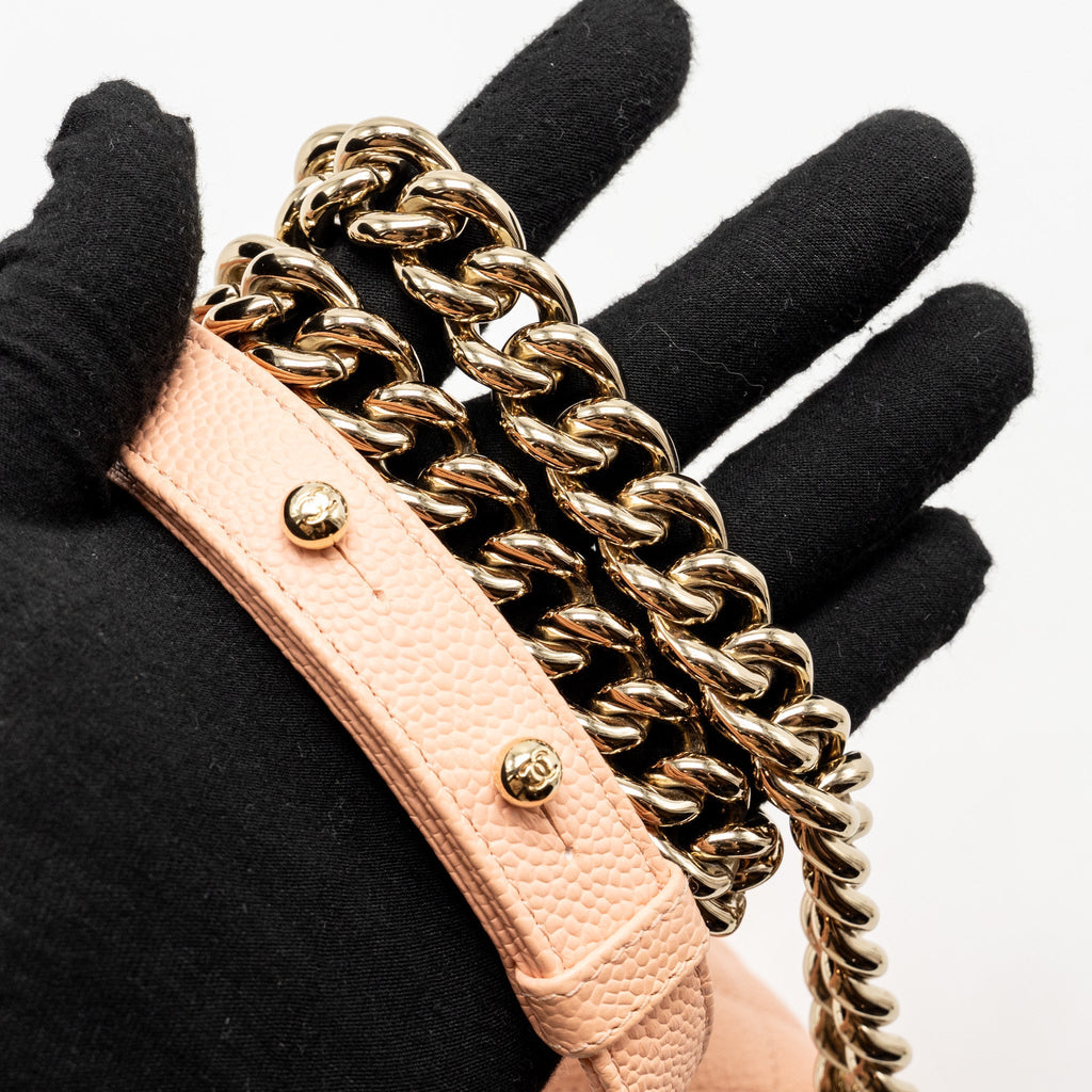 CHANEL SMALL BOY BAG CAVIAR LIGHT PINK LGHW