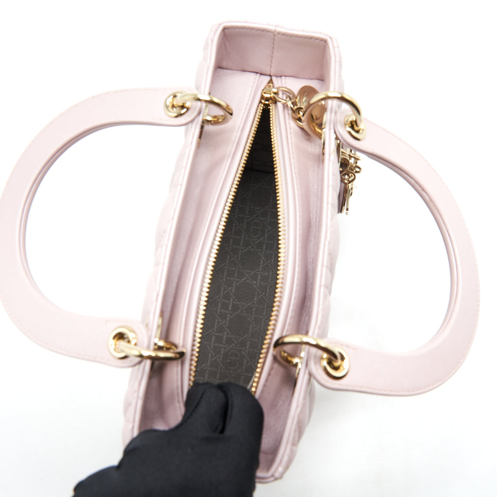 DIOR LADY DIOR LAMBSKIN LIGHT PINK LGHW