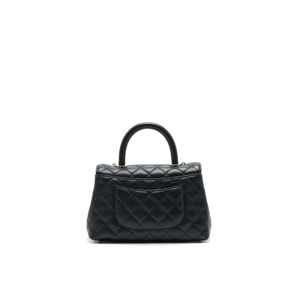 CHANEL 21K SMALL (OLD MINI) 24CM COCOHANDLE BLACK CAVIAR LGHW (MICROCHIP)