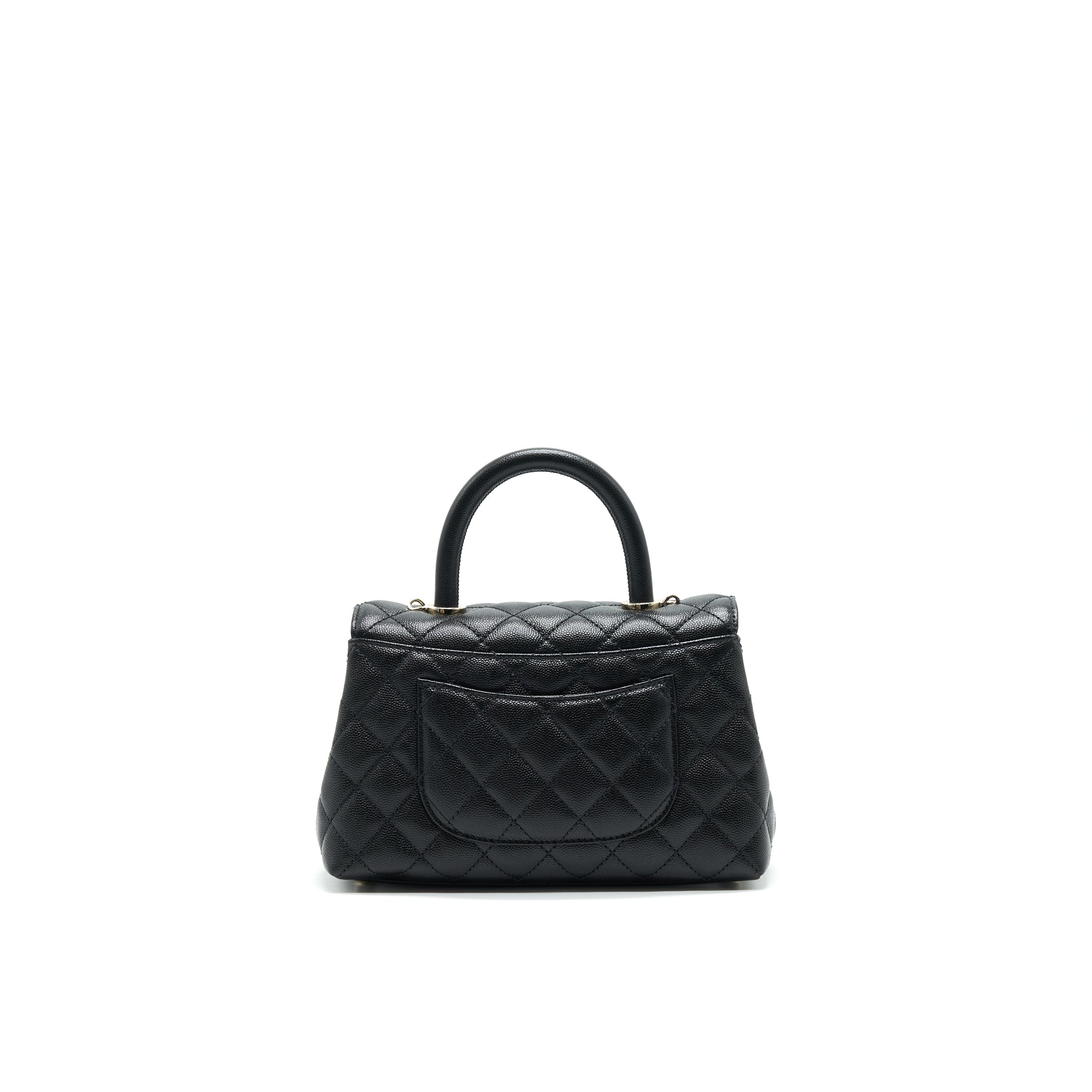 CHANEL 21K SMALL (OLD MINI) 24CM COCOHANDLE BLACK CAVIAR LGHW (MICROCHIP)