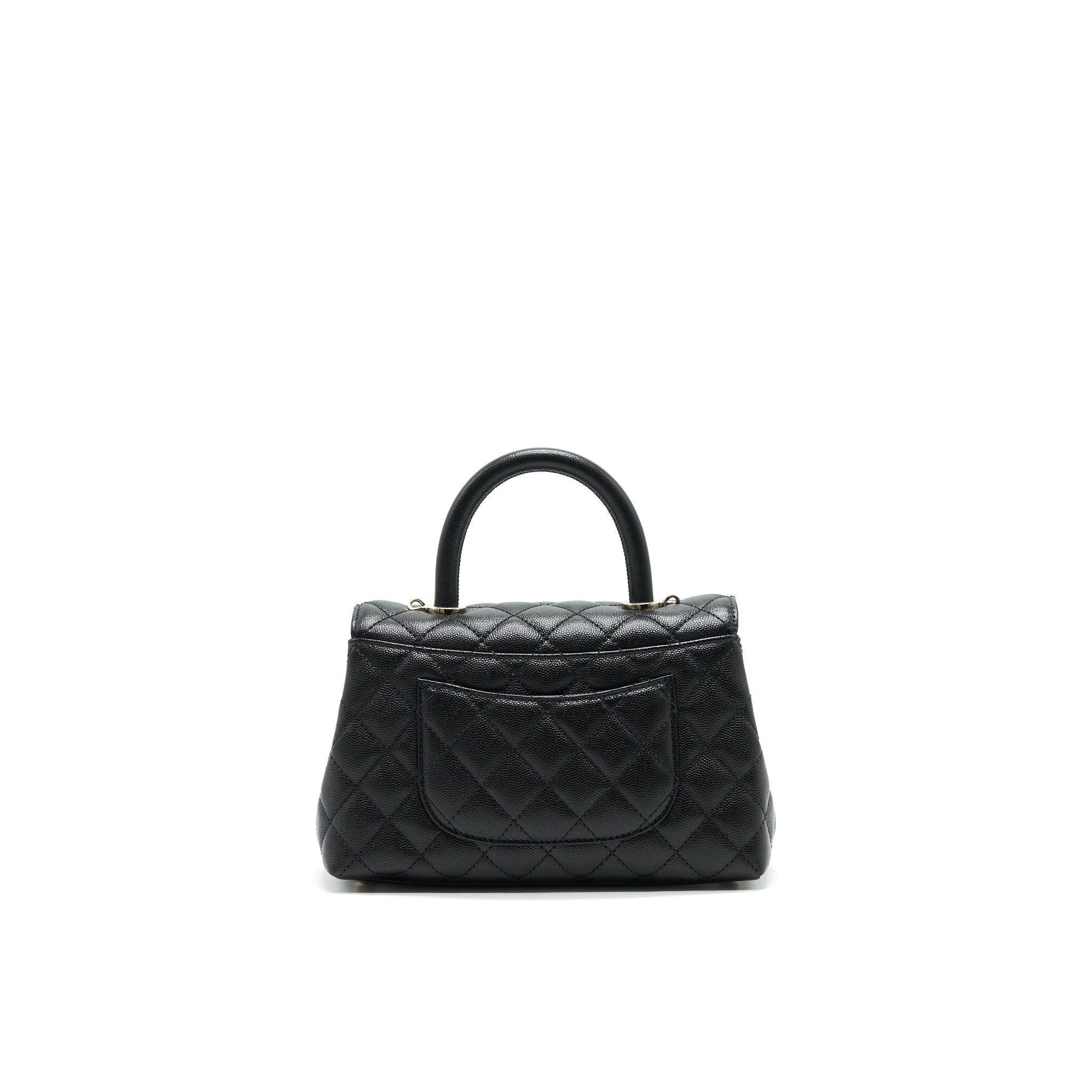 CHANEL 21K SMALL COCO HANDLE 24CM CAVIAR BLACK LGHW