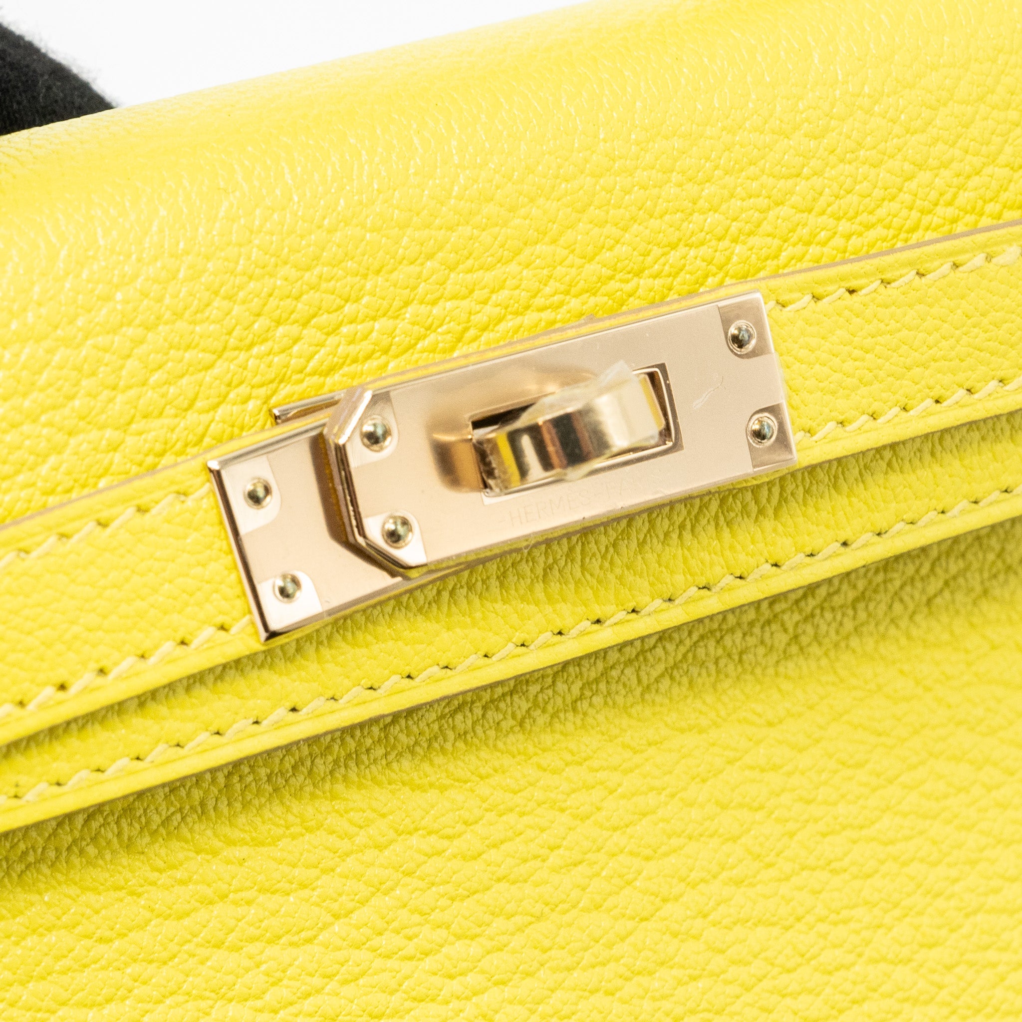 HERMES MINI KELLY II CHEVRE MYSORE LIME / GRIS PERLE LGHW