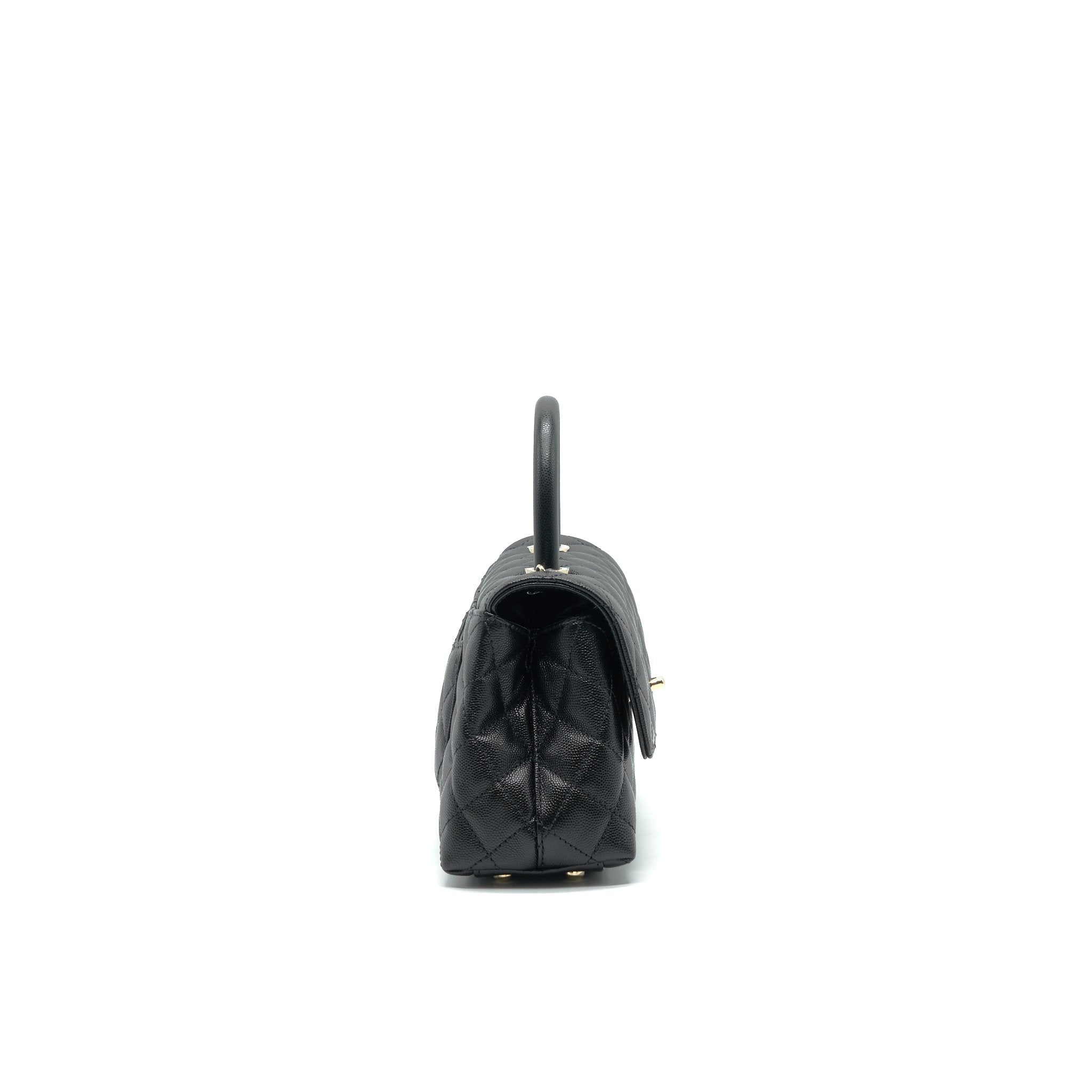 CHANEL 21K SMALL COCO HANDLE 24CM CAVIAR BLACK LGHW