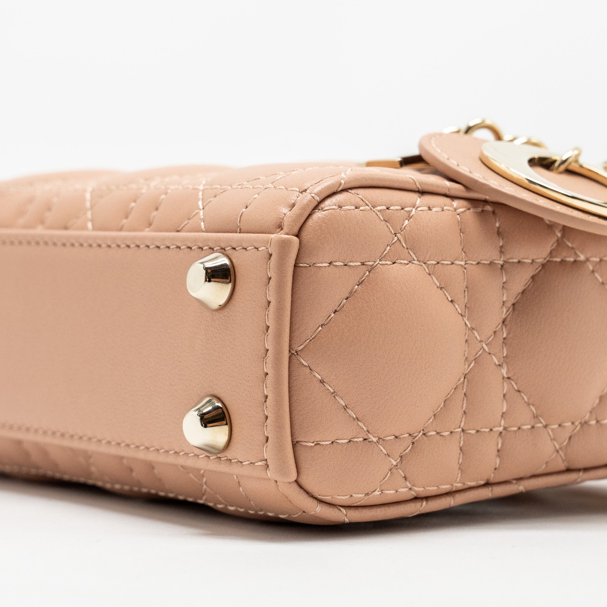 DIOR LADY DIOR MICRO BAG CANNAGE LAMBSKIN ROSE DES VENTS LGHW