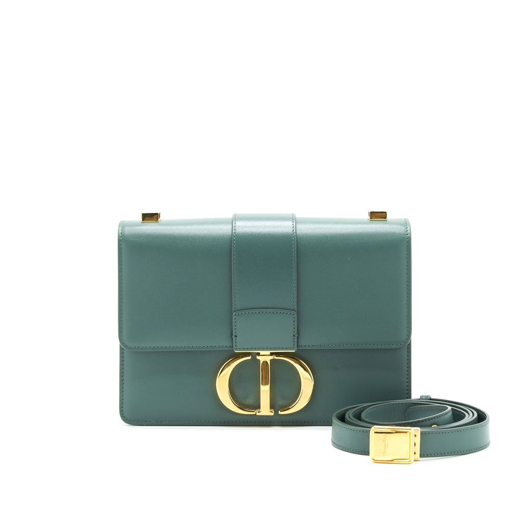 DIOR 30 MONTAIGNE MEDIUM FLAP BAG GREEN WITH GHW