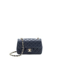 CHANEL MINI RECTANGULAR FLAP BAG LAMBSKIN NAVY LGHW