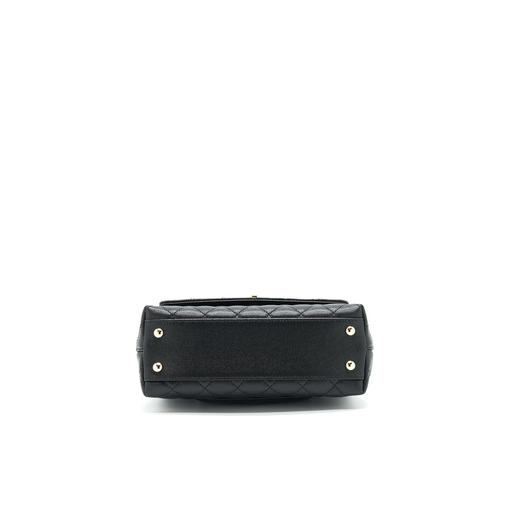CHANEL 21K SMALL (OLD MINI) 24CM COCOHANDLE BLACK CAVIAR LGHW (MICROCHIP)