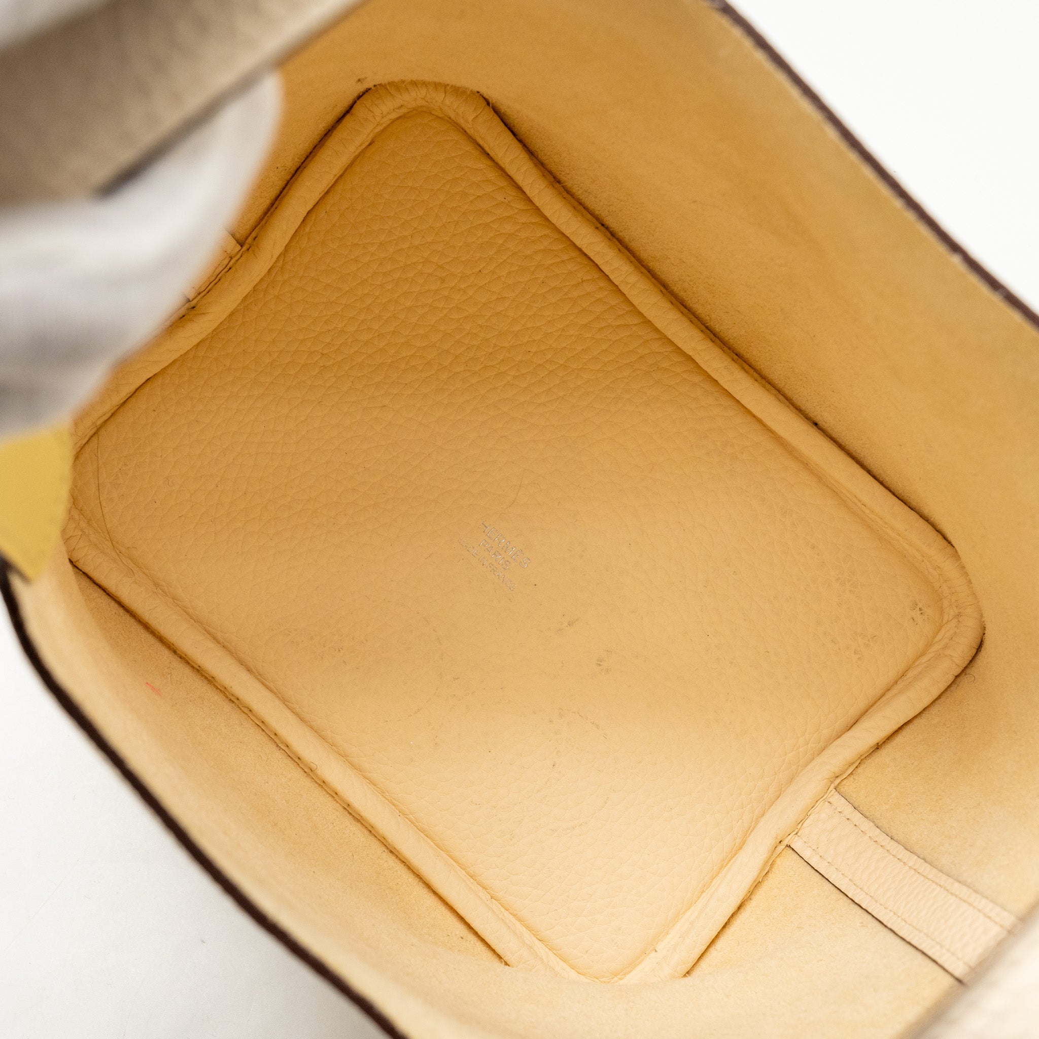 HERMES PICOTIN 18 LOCK BAG CLEMENCE NATA/JAUNE POUSSIN SHW